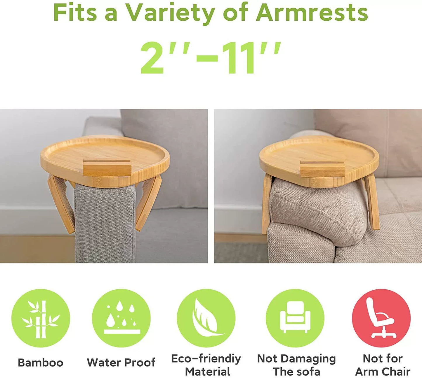 Stuck on Sofa Handrail Tray – Side Table with Feet, Tea Cup Holder & Small Apartment Coffee Table Gadget