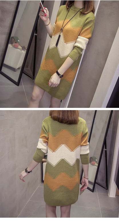 2023 Women’s Mid-Length Loose Knit Sweater — Casual Oversized Outerwear
