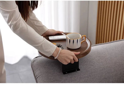 Stuck on Sofa Handrail Tray – Side Table with Feet, Tea Cup Holder & Small Apartment Coffee Table Gadget