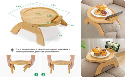 Stuck on Sofa Handrail Tray – Side Table with Feet, Tea Cup Holder & Small Apartment Coffee Table Gadget