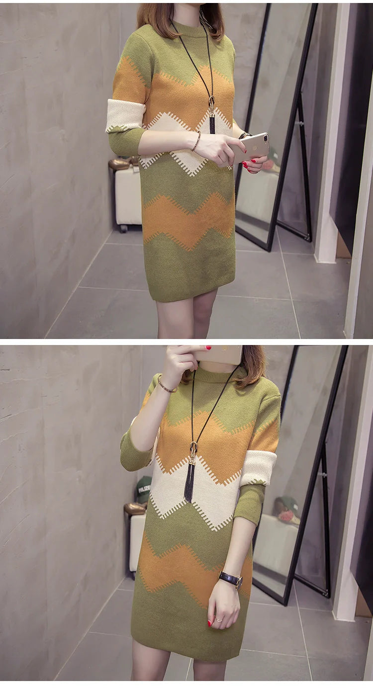 2023 Women’s Mid-Length Loose Knit Sweater — Casual Oversized Outerwear