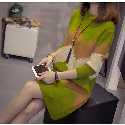 2023 Women’s Mid-Length Loose Knit Sweater — Casual Oversized Outerwear