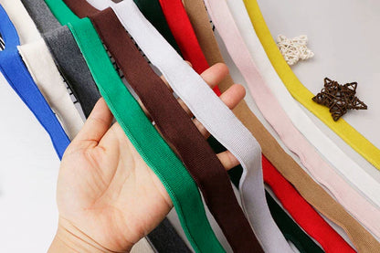 2CM Solid Color Ribbed Mercerized Cotton Knit – Soft T-Neck Short Cuffs with Elastic Edge