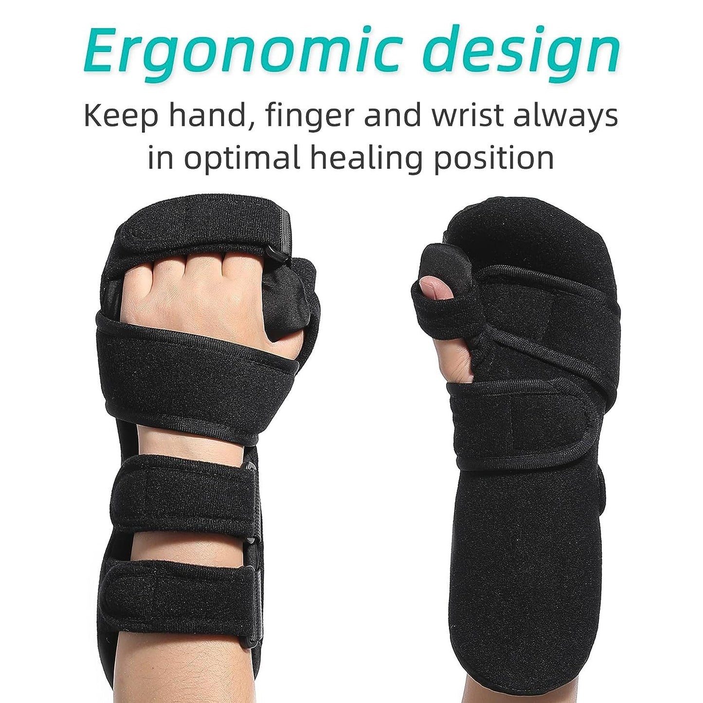 Adjustable Stroke Hand Brace — Night Finger and Wrist Splint for Arthritis, Tendonitis, and Rehabilitation