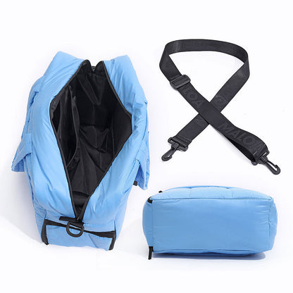 Down Duffel Bag – Large Capacity Women’s Shoulder Bag with Dry/Wet Separation, Multifunctional Travel Handbag