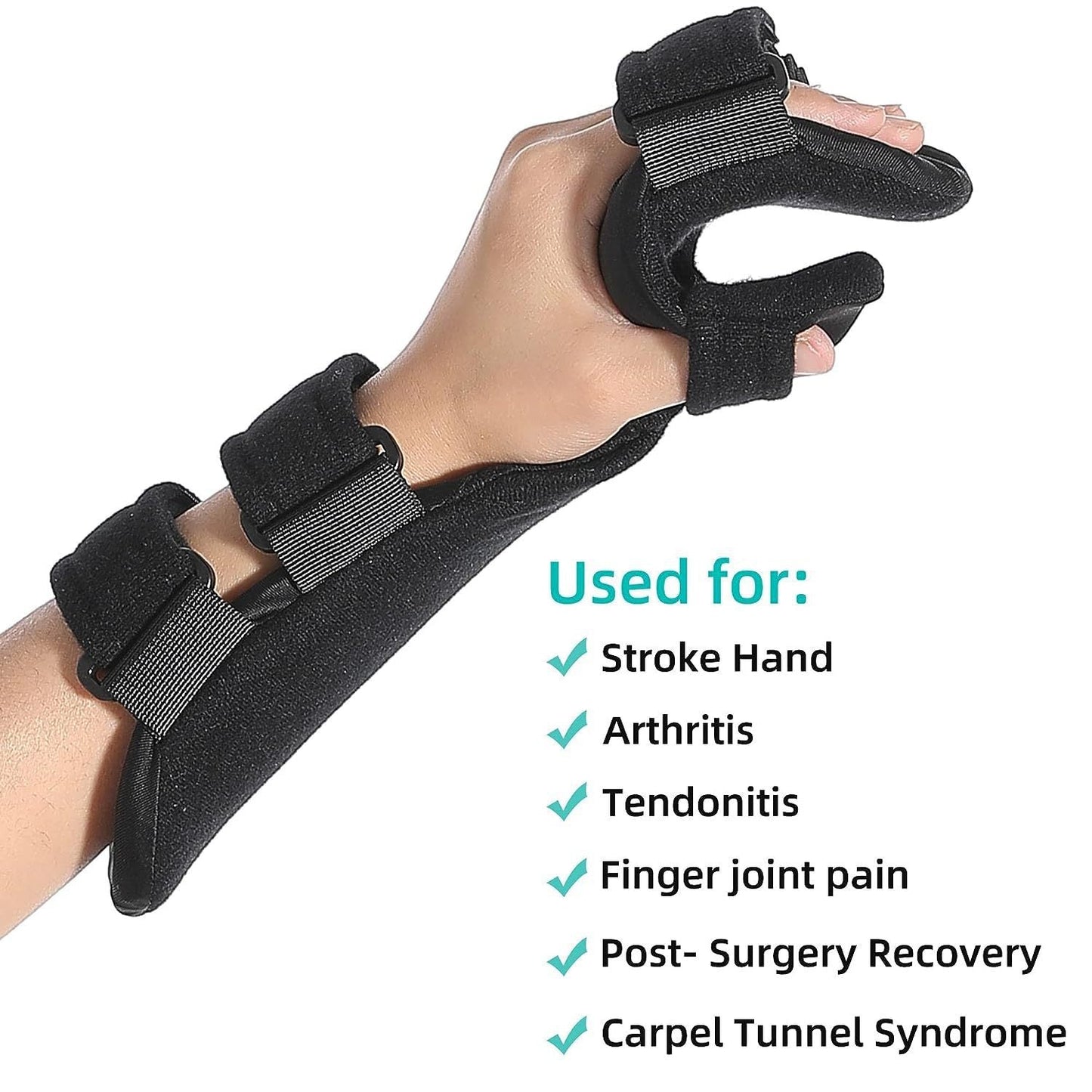 Adjustable Stroke Hand Brace — Night Finger and Wrist Splint for Arthritis, Tendonitis, and Rehabilitation