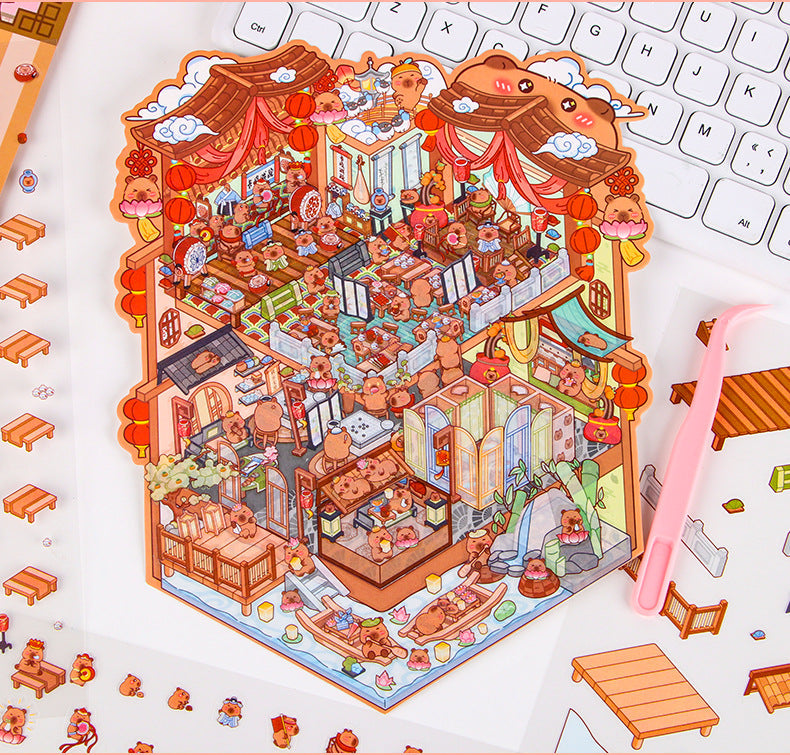 DIY Plus Size 3D Treasure Box World Landscape Stickers - Pocket Cabin Scene | Creative Gift for Kids