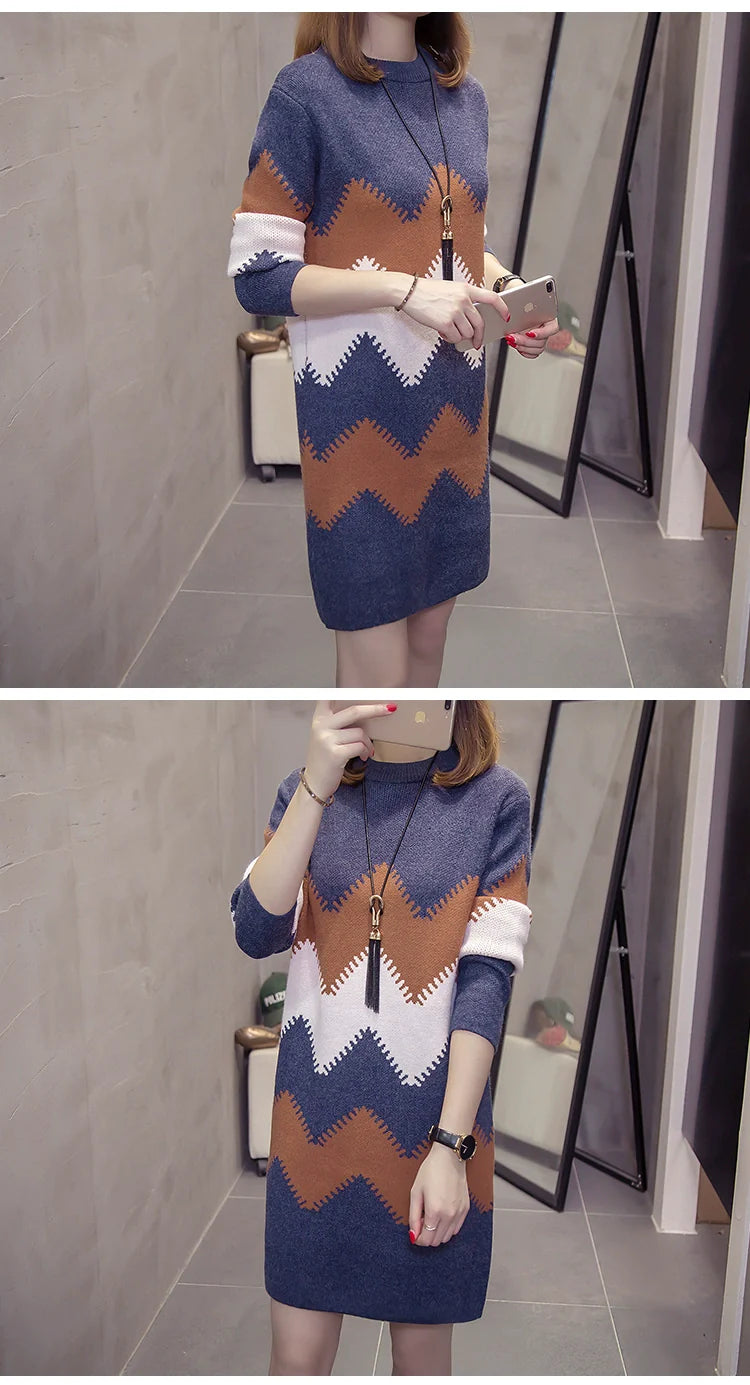 2023 Women’s Mid-Length Loose Knit Sweater — Casual Oversized Outerwear