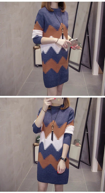 2023 Women’s Mid-Length Loose Knit Sweater — Casual Oversized Outerwear