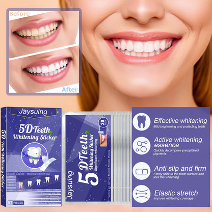 5D Whitening Teeth Stickers – 7/14 Pairs Gel Strips for Stain Removal, Dental Bleaching & Oral Hygiene Care
