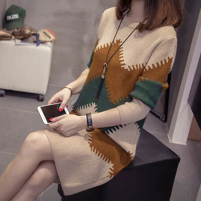 2023 Women’s Mid-Length Loose Knit Sweater — Casual Oversized Outerwear
