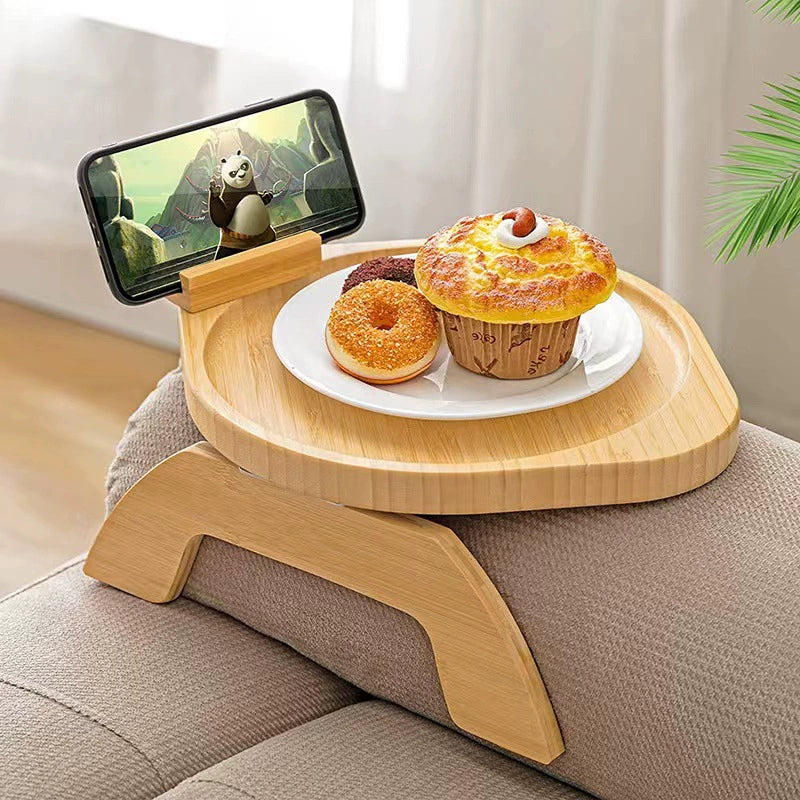 Stuck on Sofa Handrail Tray – Side Table with Feet, Tea Cup Holder & Small Apartment Coffee Table Gadget