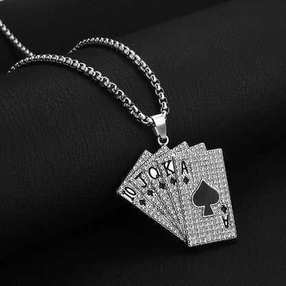 Ace of Spades Playing Card Necklace – Trendy Pendant Chain for Men & Women