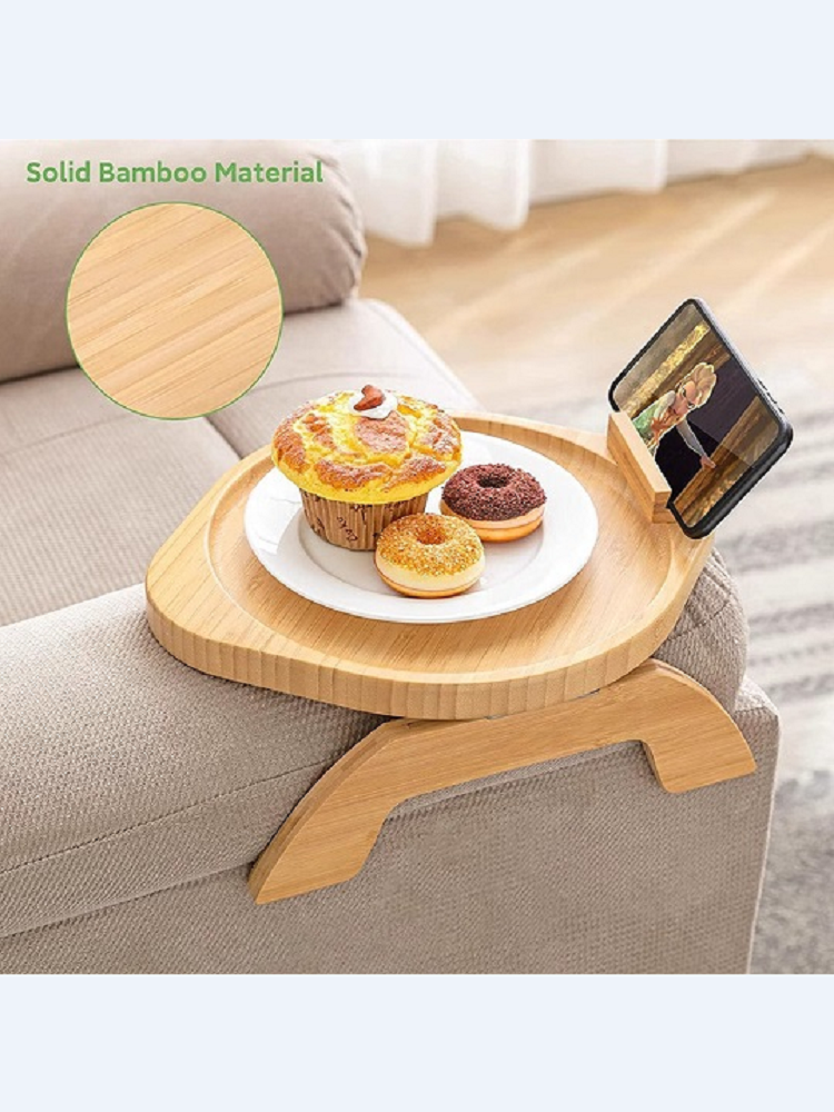 Stuck on Sofa Handrail Tray – Side Table with Feet, Tea Cup Holder & Small Apartment Coffee Table Gadget