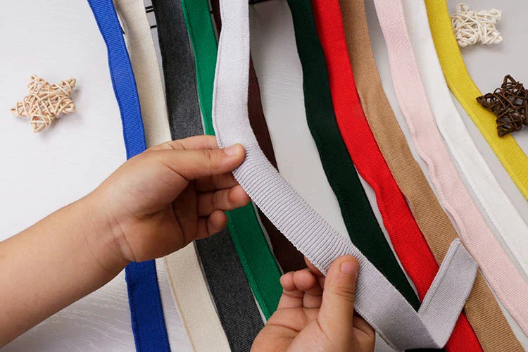 2CM Solid Color Ribbed Mercerized Cotton Knit – Soft T-Neck Short Cuffs with Elastic Edge