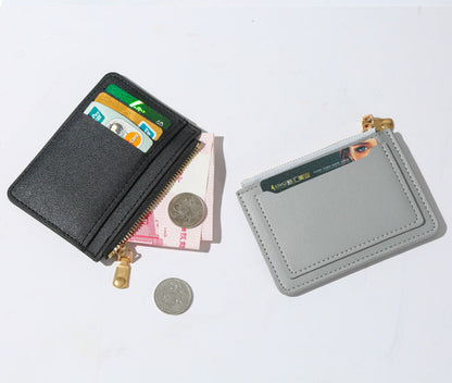 Women’s PU Leather Mini Wallet — Slim Hasp & Zipper Purse, Multi-Card Holder with Coin Pocket, Small Solid Short Wallet