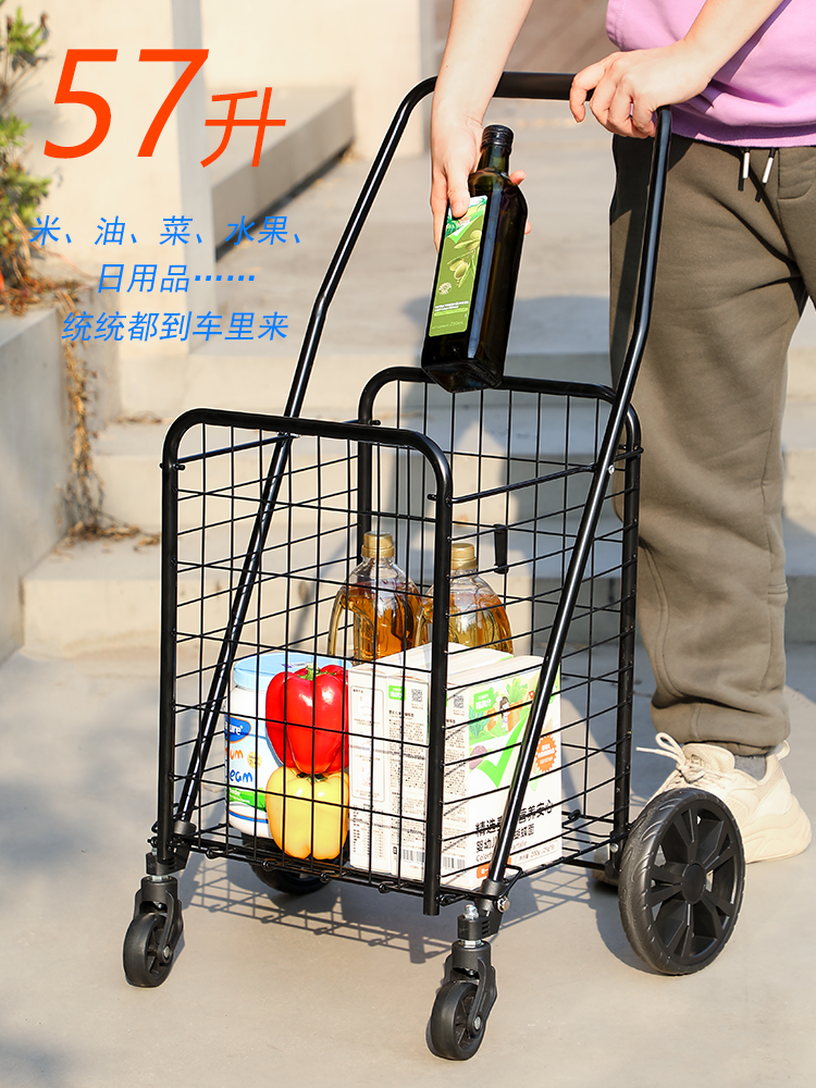 Foldable Internet Celebrity Shopping Trolley – Portable Hand-Pushed Luggage Cart for Home & Supermarkets