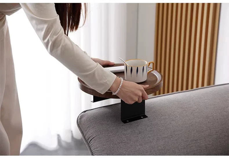 Stuck on Sofa Handrail Tray – Side Table with Feet, Tea Cup Holder & Small Apartment Coffee Table Gadget