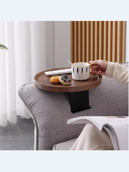Stuck on Sofa Handrail Tray – Side Table with Feet, Tea Cup Holder & Small Apartment Coffee Table Gadget