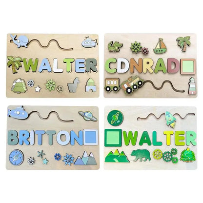 Montessori Personalized Wooden Name Puzzle — Custom Letter Board Educational Toy for Babies