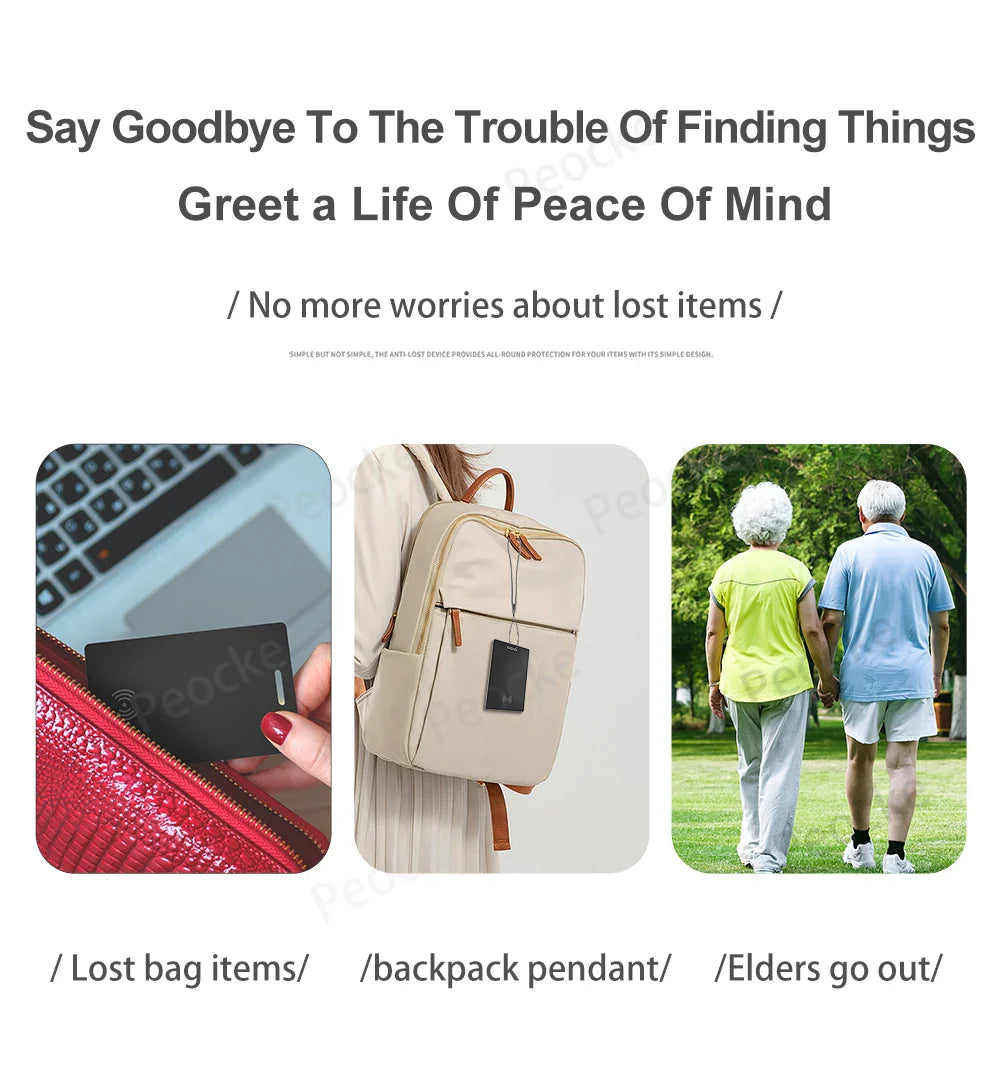 Wallet Anti-Loss Card – GPS Smart Tag with iPhone Find My Bluetooth, Ultra-Thin Wireless Charging, IP67 Waterproof
