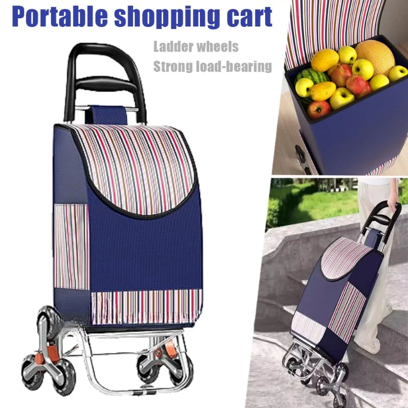 Foldable Outdoor Shopping Cart - Waterproof Large Capacity Utility Cart with Stair-Climbing Wheels