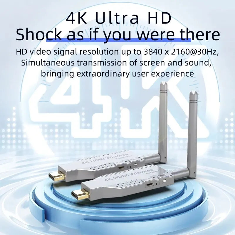 150M Wireless Video Transmitter & Receiver – HDMI-Compatible Extender, TV Stick, Screen Mirror Adapter for PC, DVD, TV & Projector