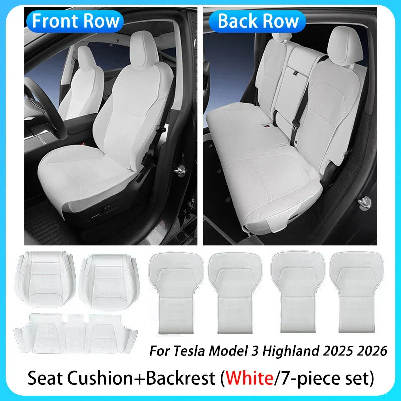 Tesla Model 3 Highland 2025–2026 Premium PU Leather Seat Cover – All-Season Full Set Car Seat Cushion Protector Interior Accessory
