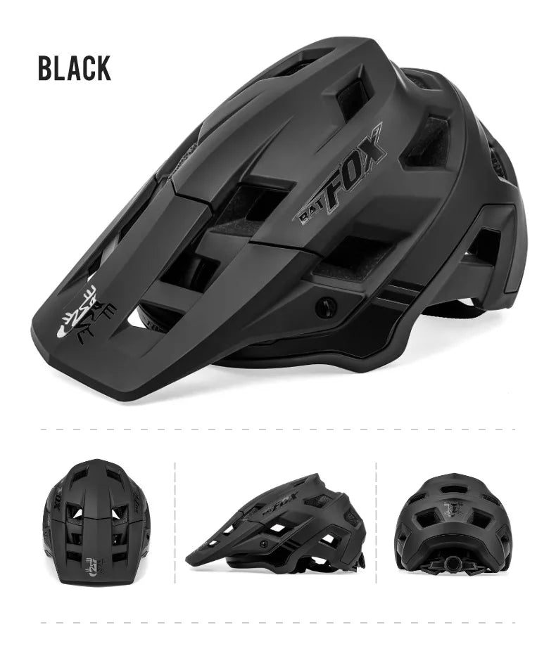 BATFOX Matte Black MTB Bike Helmet – Men's Mountain Bike Cycling Helmet Casco Ciclismo