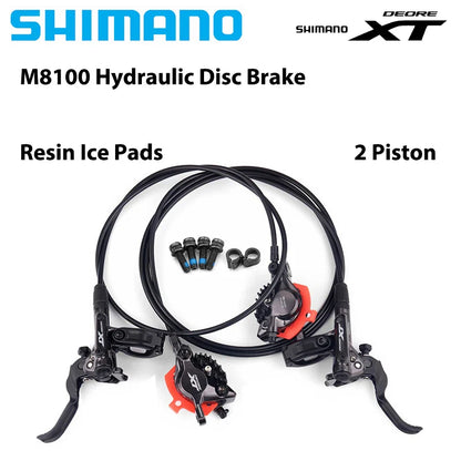 SHIMANO DEORE XT/SLX Hydraulic Disc Brake Set – M6100–M8120 2/4 Piston Original MTB Brakes for Mountain Bikes