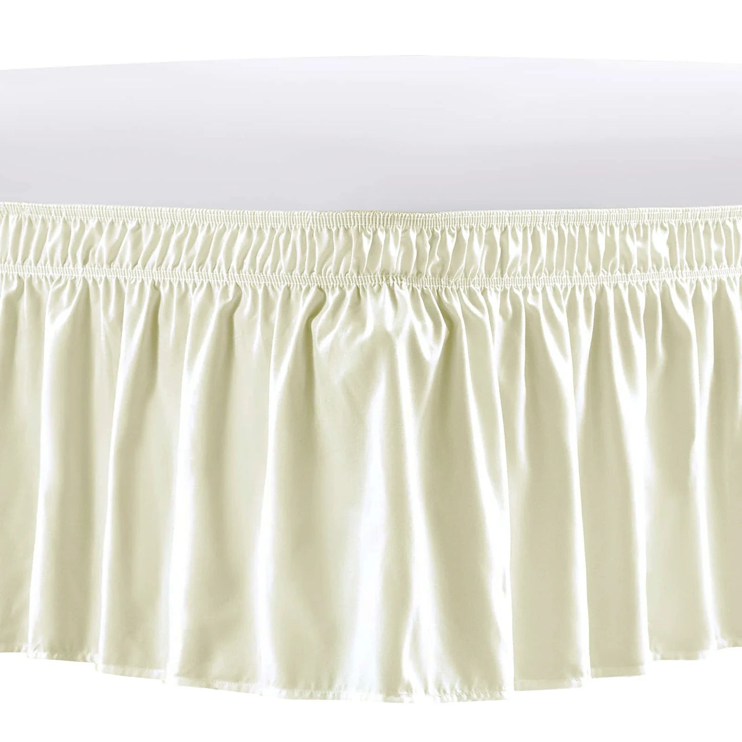 Elastic Wrap Around Bed Skirt – Wrinkle, Fade & Shrink Resistant Easy Fit Dust Ruffle for Adjustable Beds