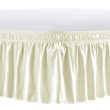 Elastic Wrap-Around Bed Skirt – Wrinkle, Fade & Shrink Resistant Dust Ruffle Easy-Fit Bedding Cover for Adjustable Beds