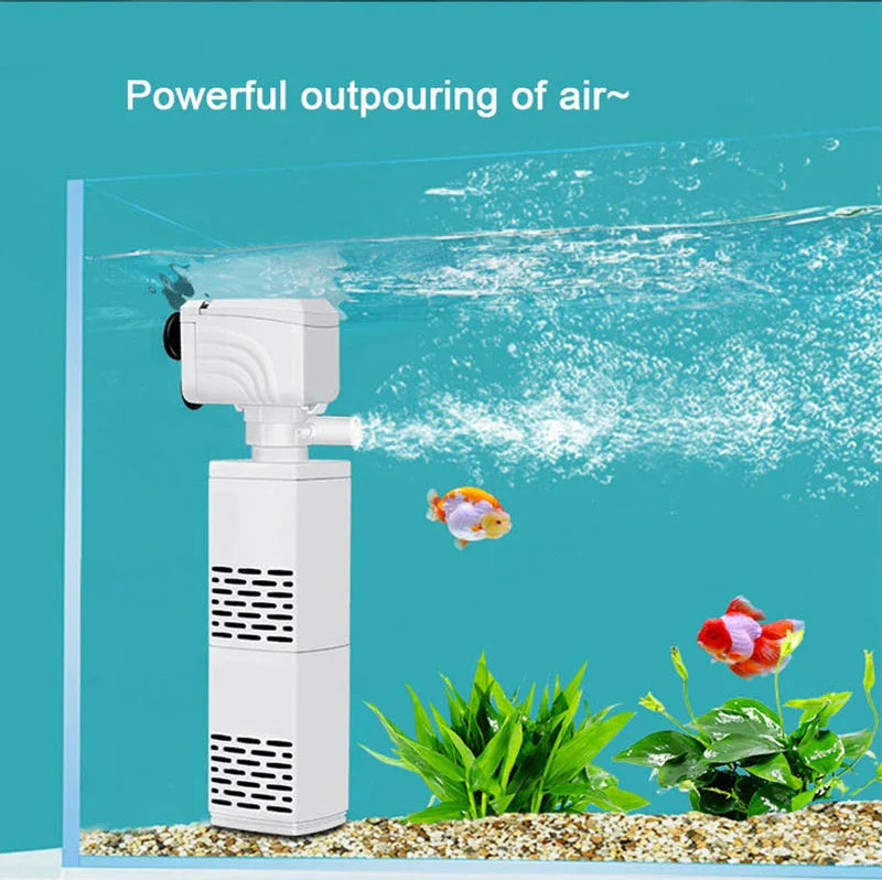 3 in 1 Aquarium Filter Pump – Silent Submersible Air Oxygen Aerator, Water Changer & Wave Maker, 220