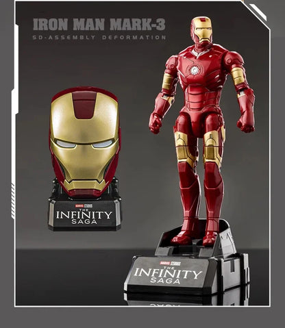 Marvel Iron Man Head Shaped Action Figure – Deformable Toy with Spider-Man Joints, Mobile Model Doll for Kids’ Educational Play