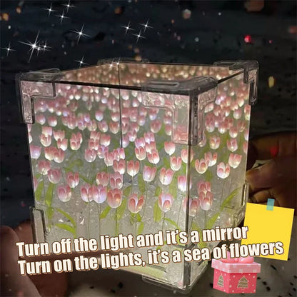 DIY Tulip Flower Sea Cube Night Lamp Kit – Three-Dimensional Craft Material Package for Girlfriend and Couples