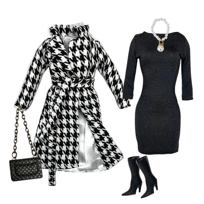 Deluxe Doll Clothes Set – Black & Red Tea Time Fashion Outfit for 11.5” Dolls