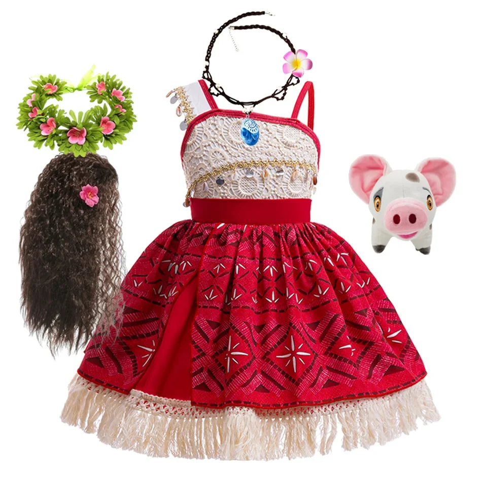 Disney Moana Princess Dress - Girls Vaiana Ocean Adventure Halloween Cosplay Costume