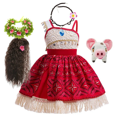 Disney Moana Princess Dress - Girls Vaiana Ocean Adventure Halloween Cosplay Costume
