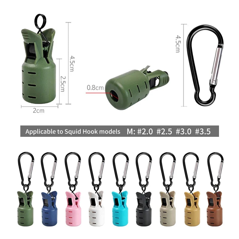 Squid Jig Bait Protector Kit - 6-Piece Egi Hook Covers with Carabiner