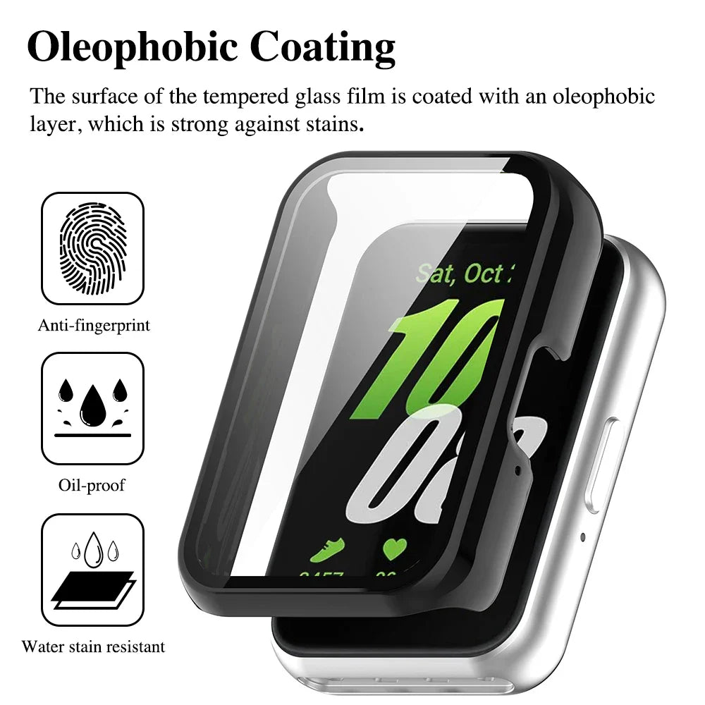 Glass+Case for SGlass+Case for Samsung Galaxy Fit 3 – Tempered Glass Screen Protector & Hard PC Bumper Cover Accessory Setamsung Galaxy Fit 3 Tempered Glass Screen Protector & Hard PC Protective Bumper for Galaxy Fit3 Accessories