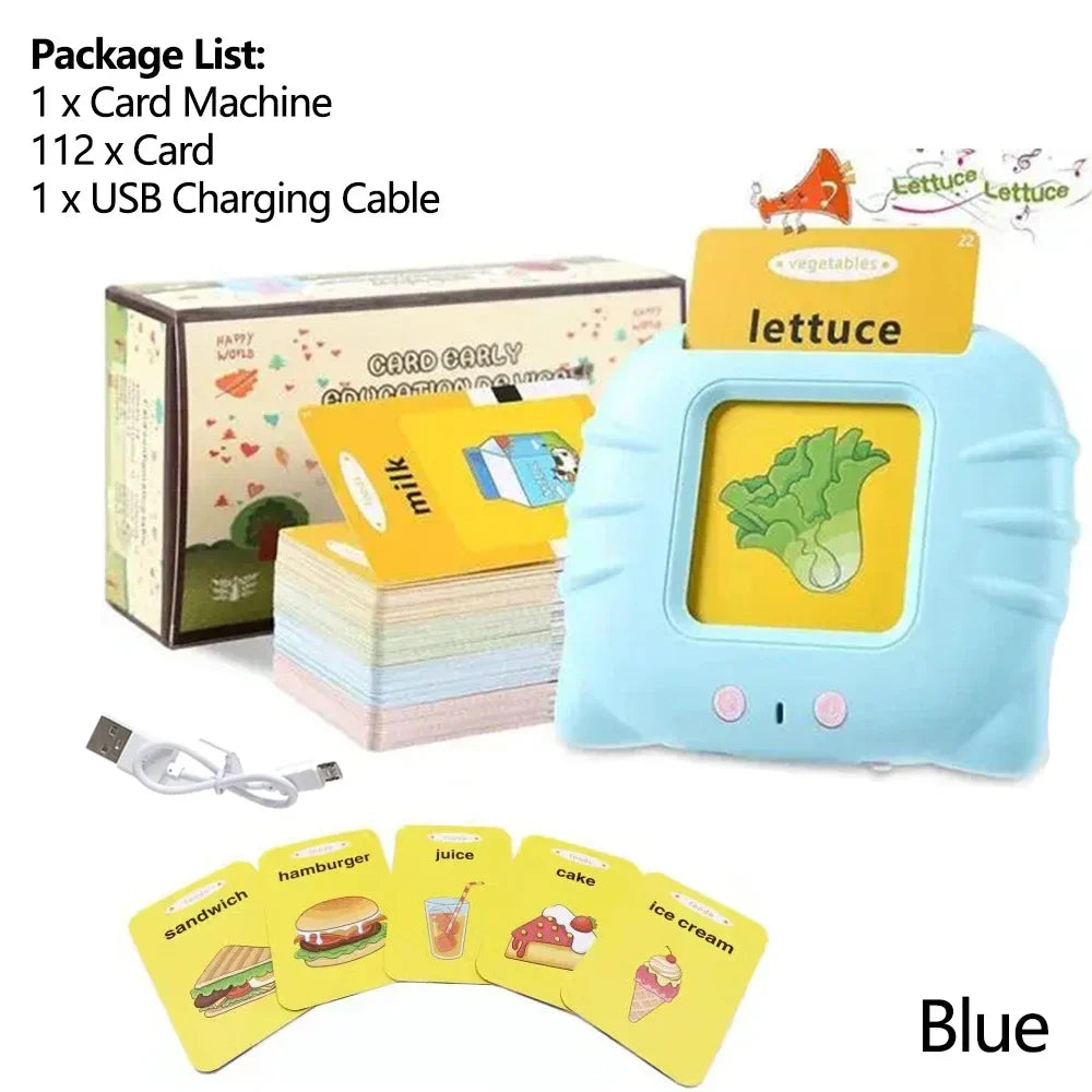 Early Education Flashcards – Talking English Learning Toys for Kids, Preschool Electronic Audio Book Machine Gift