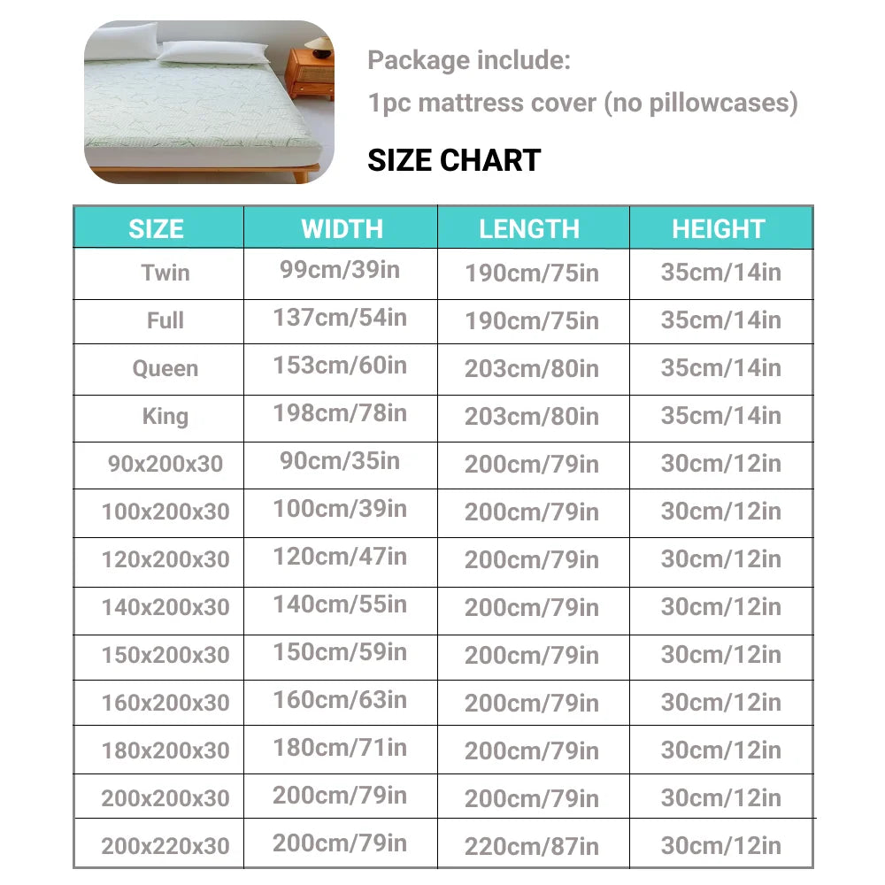 Waterproof Bamboo Mattress Cover — Cooling & Breathable Fitted Sheet, 6–14in Deep Pocket, No Pillowcase