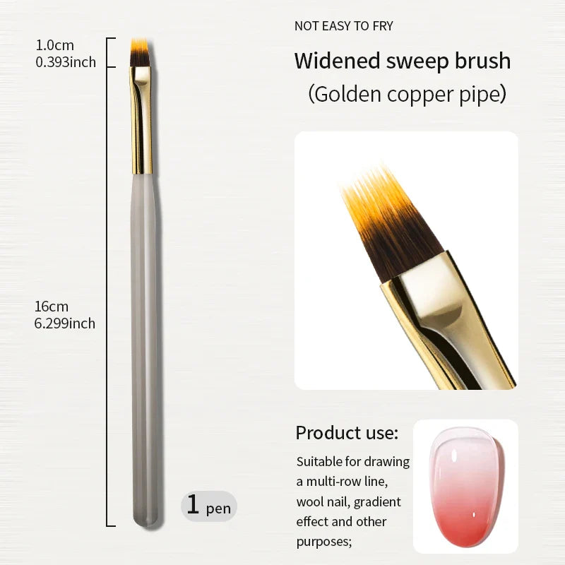 RSNAIL Nail Art Liner Brushes — 18mm Slender Long Line Painting Pen for French Stripe Nail Art, UV Gel DIY Manicure Tool
