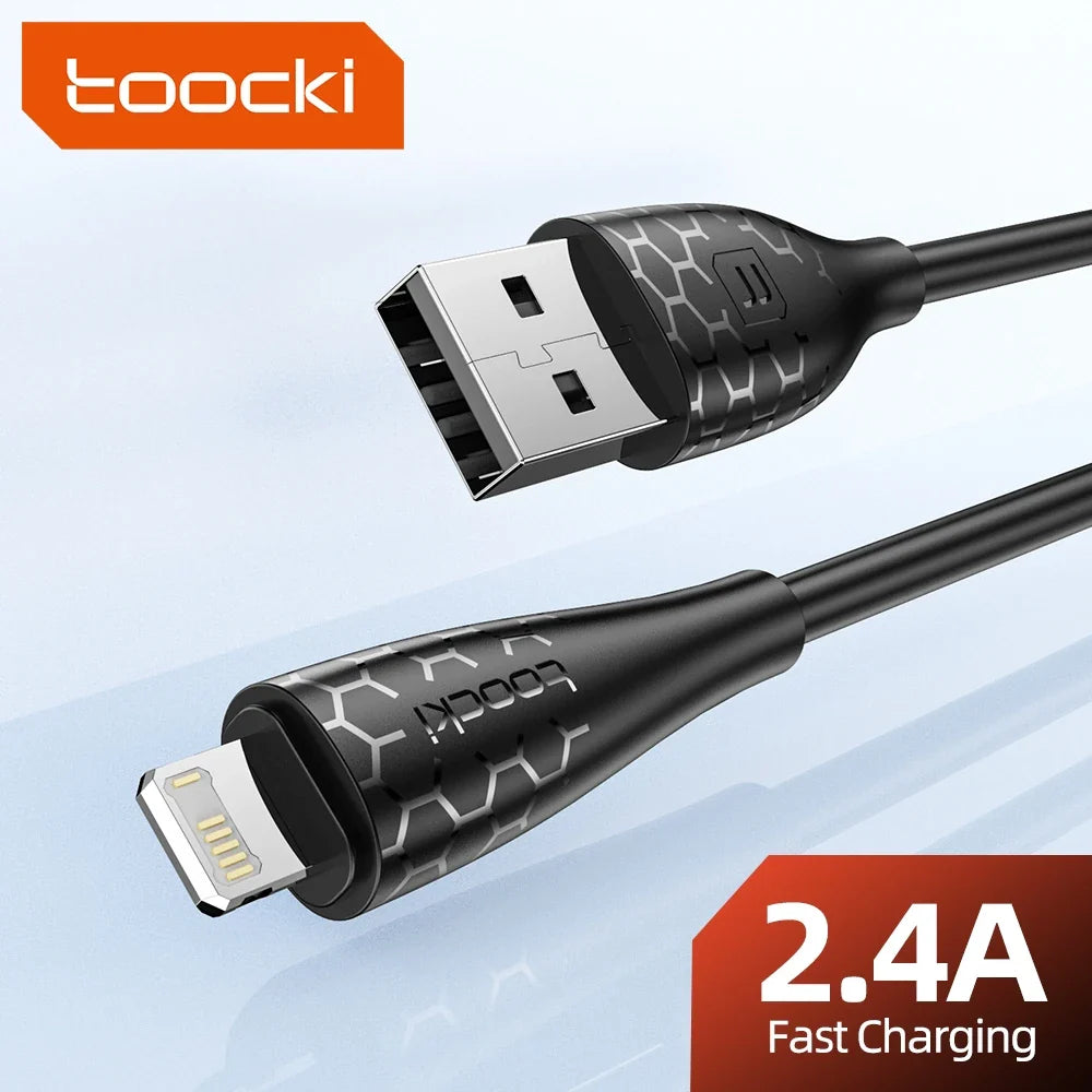 Toocki 2.4A Lightning Cable – Fast Charging USB Cord for iPhone 14/13/12/11 Pro Max, iPad, 8/7 Plus