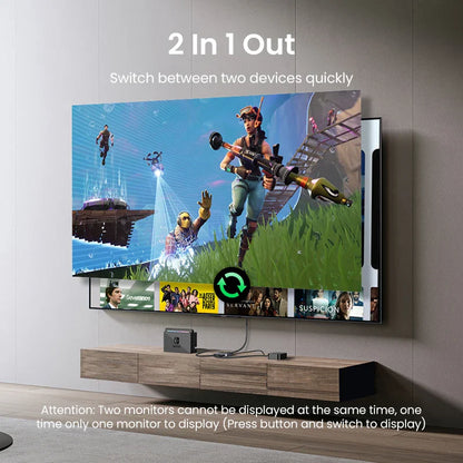 UGREEN HDMI 2.1 Splitter Switch - 8K 60Hz, 4K 120Hz, 2-in-1 Out for TV, Xiaomi, Xbox Series X, PS5 - HDMI-compatible Monitor Switcher