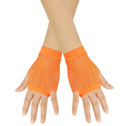 Solid Color Fingerless Mesh Gloves – Short Fishing, Party & Dance Gloves