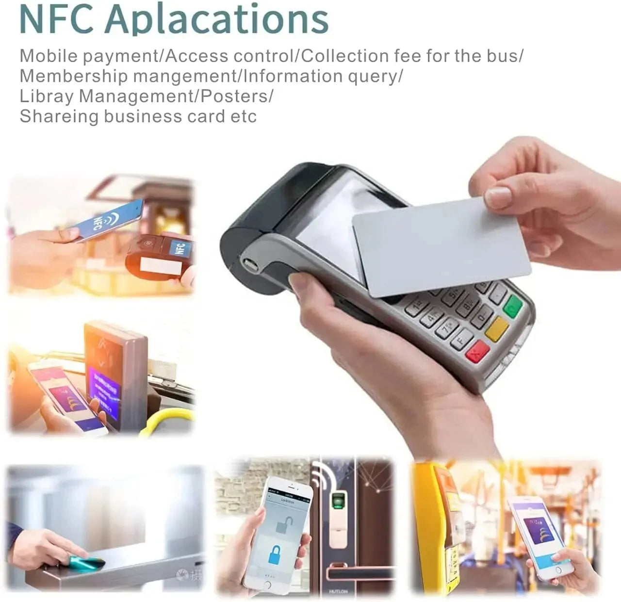 10PCS NFC NTAG215 Cards – Black, Red, Blue, Green & Yellow Business RFID Cards