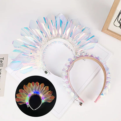 Women's Glowing Light-Up Headband - Luminous Laser Hair Hoop for Nightclub, Party, and Christmas Costume