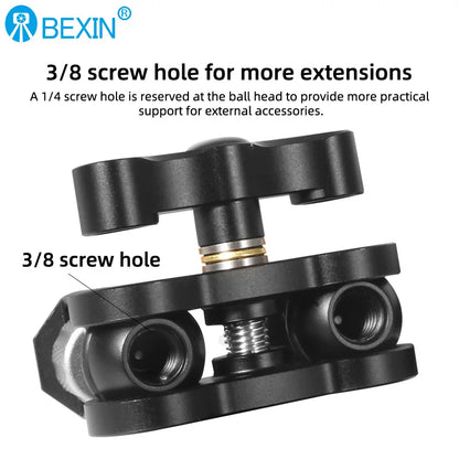 BEXIN TM-5 Articulating Magic Arm with Dual Ball Head, 1/4" Screw for Tripod, Phone Clip, LED Light, LCD Monitor, and Microphone