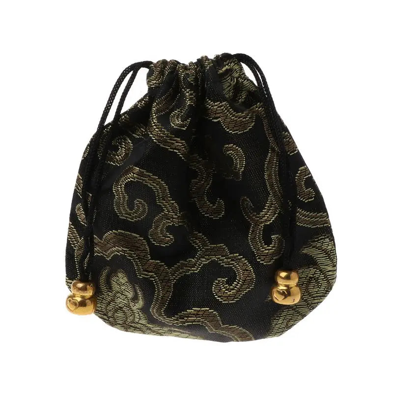 Silk Brocade Drawstring Gift Bags – Embroidered Jewelry, Coin & Candy Pouch for Wedding & Party Favors